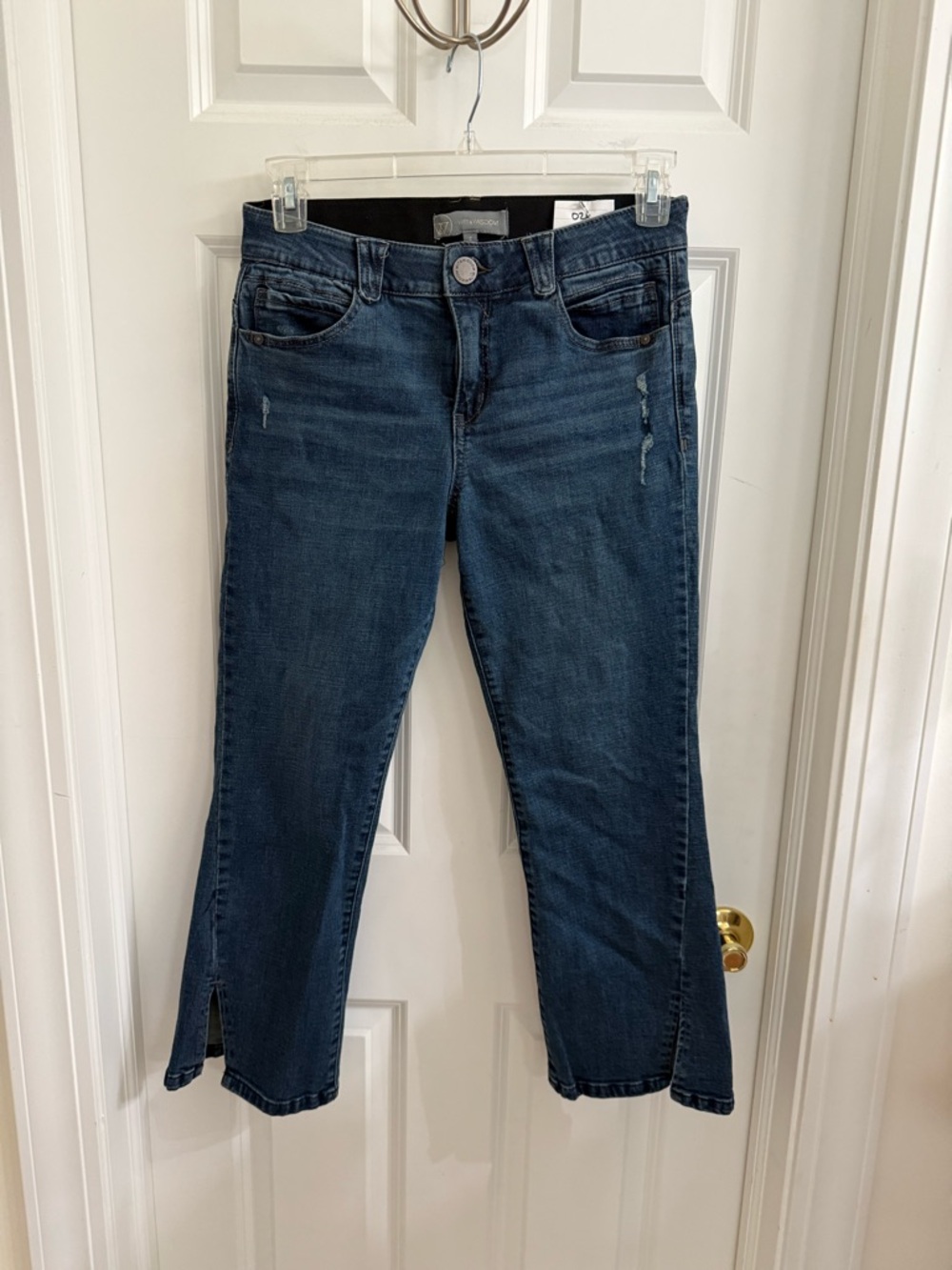Wit & Wisdom Dark Indigo Cropped Jeans with Side Slits